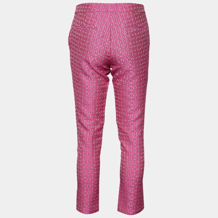 Pre Owned Etro Pink Patterned Jacquard Tapered Leg Pants S