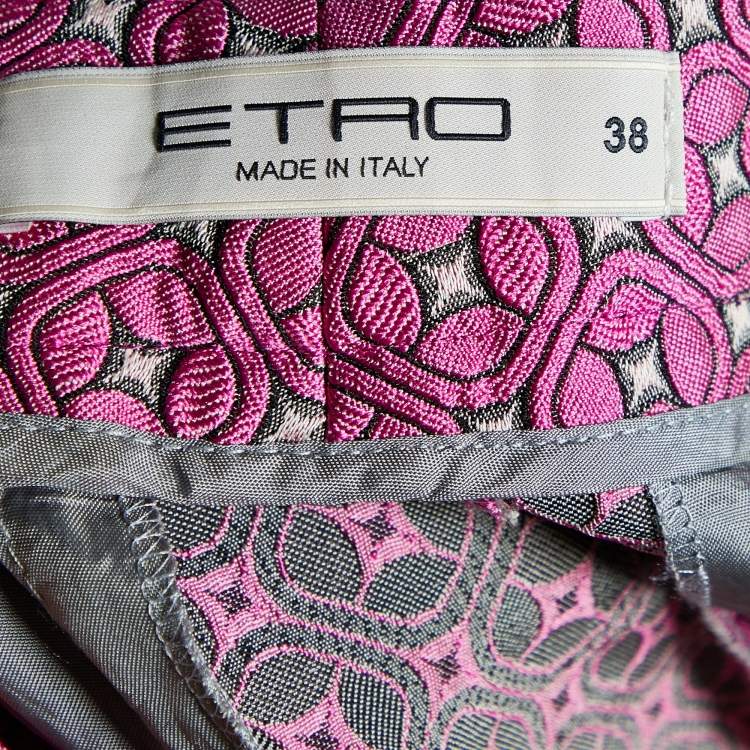 Pre Owned Etro Pink Patterned Jacquard Tapered Leg Pants S