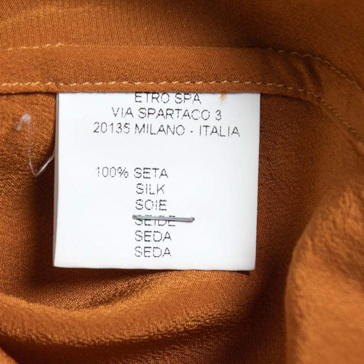 Pre Owned Etro Mustard Yellow Silk Full Sleeve Shirt M