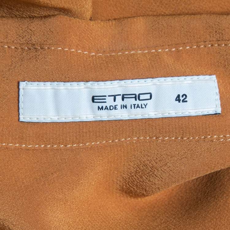 Pre Owned Etro Mustard Yellow Silk Full Sleeve Shirt M