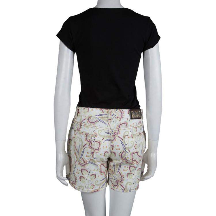 Pre Owned Etro Paisley Printed Denim Shorts M