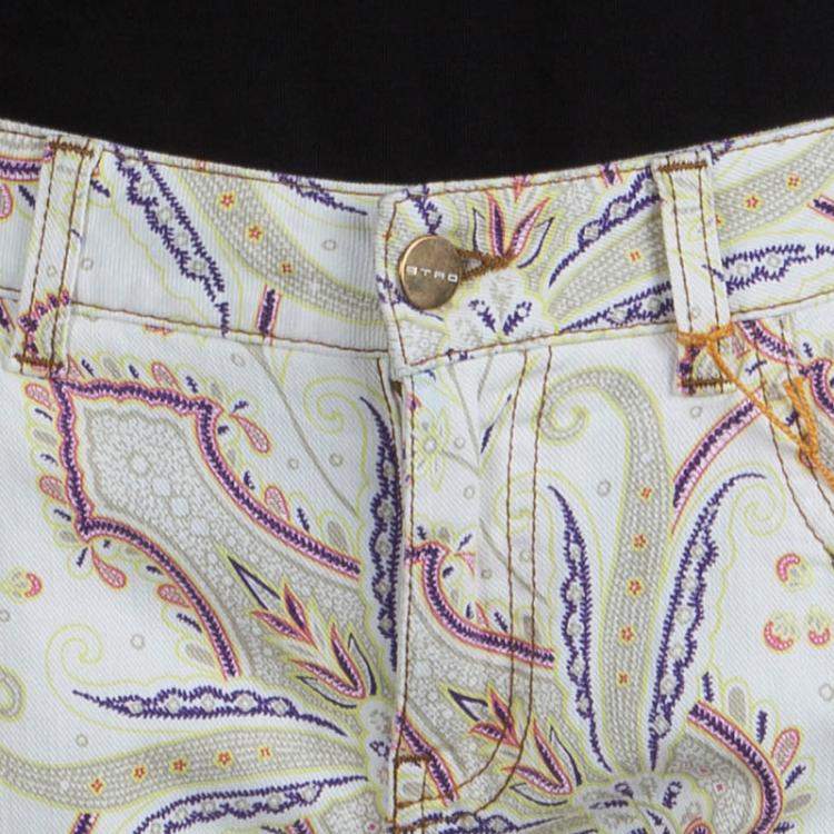Pre Owned Etro Paisley Printed Denim Shorts M