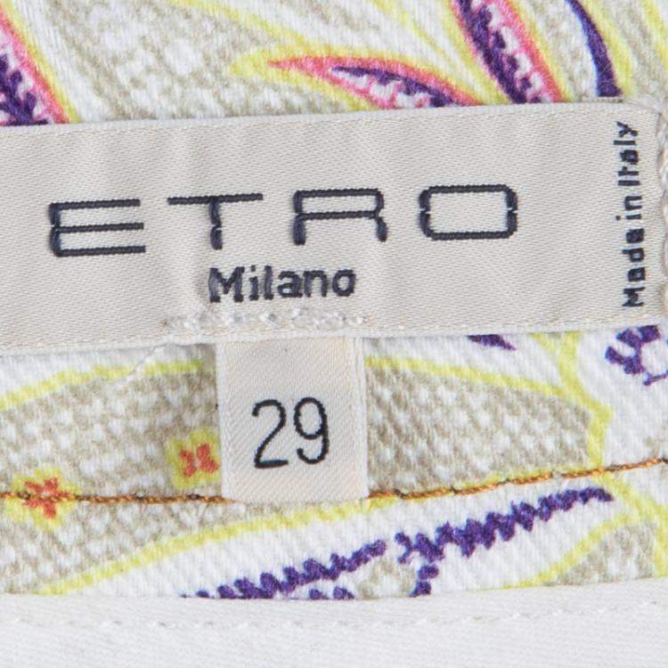 Pre Owned Etro Paisley Printed Denim Shorts M