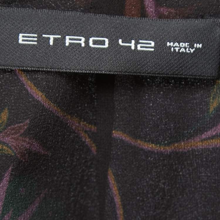 Pre Owned Etro Multicolor Sequin Embroidered & Printed Silk V-Neck Tie Detail Maxi Dress M