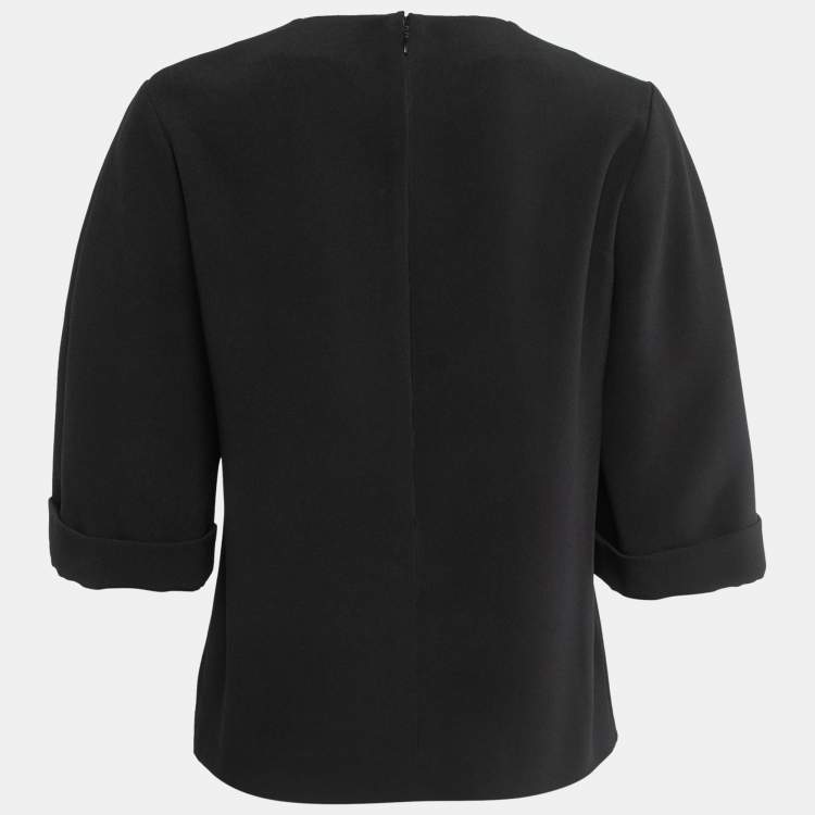 Pre Owned Etro Black Crepe Round Neck Blouse M