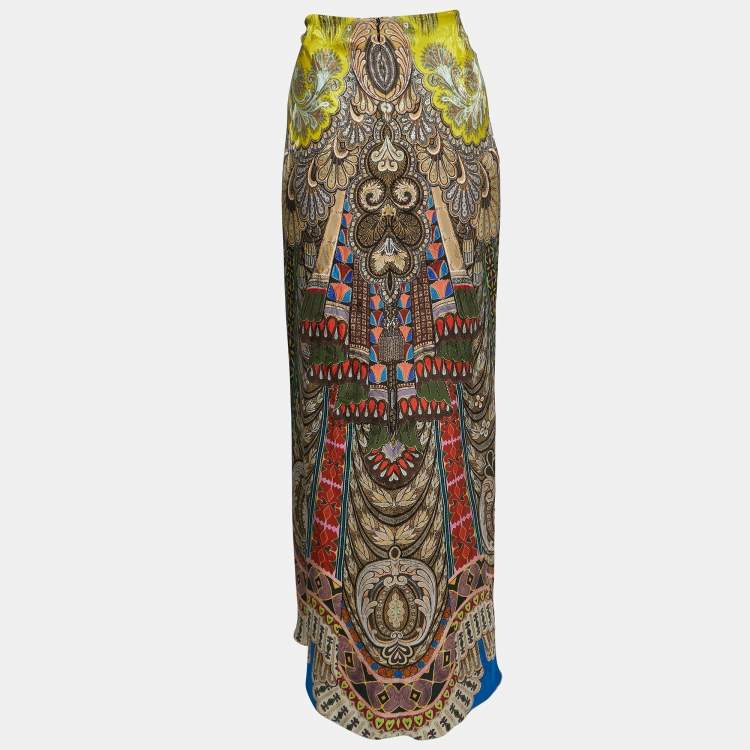 Pre Owned Etro Multicolor Paisley Printed Silk Maxi Skirt M
