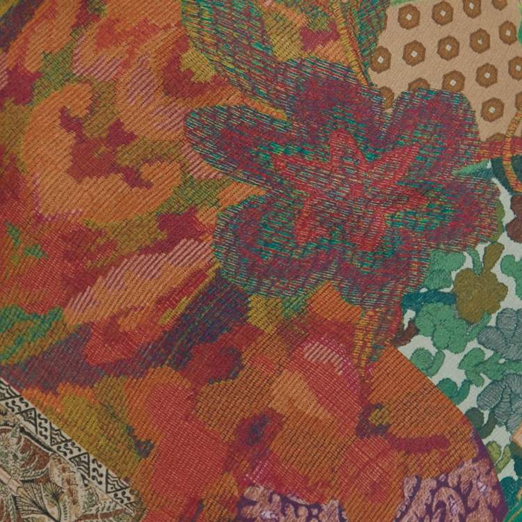Pre Owned Etro Brown/Multicolor Printed Silk Chiffon Maxi Skirt M