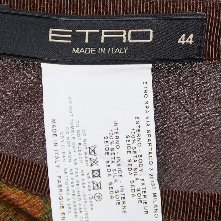 Pre Owned Etro Brown/Multicolor Printed Silk Chiffon Maxi Skirt M