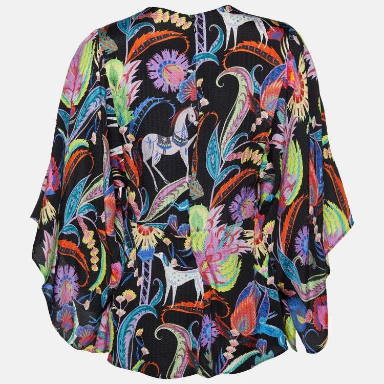 Pre Owned Etro Black Printed Silk Blend Top M