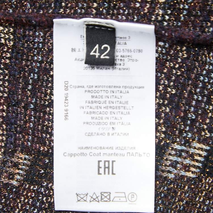 Pre Owned Etro Purple/Black Wool Blend Buttoned Cardigan M