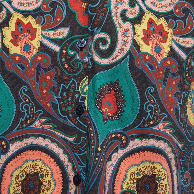 Pre Owned Etro Multicolor Printed Cotton Full Sleeve Shirt L