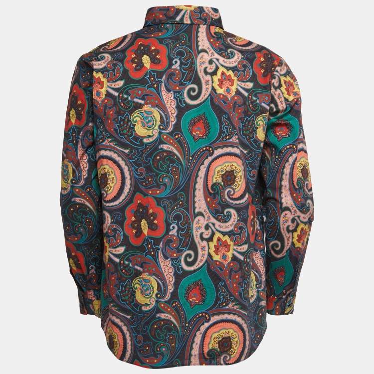 Pre Owned Etro Multicolor Printed Cotton Full Sleeve Shirt L