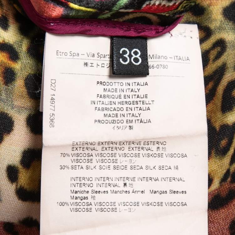 Pre Owned Etro Red Printed Satin Contrast Paneled Double Breasted Blazer S