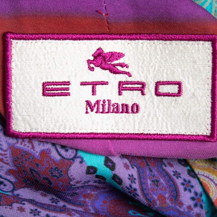 Pre Owned Etro Multicolor Printed Silk Button Front Short Dress M