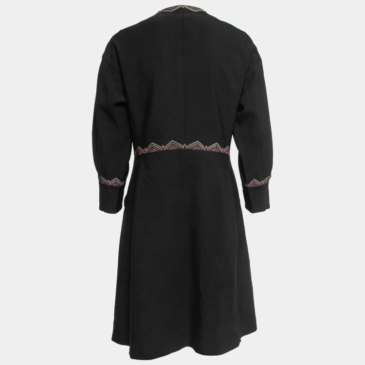 Pre Owned Etro Black Embroidered Crepe Button Front Short Dress M