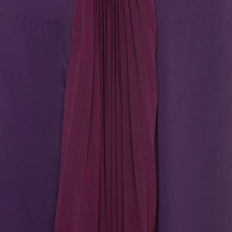 Pre Owned Etro Purple Crepe Pleated Maxi Skirt M