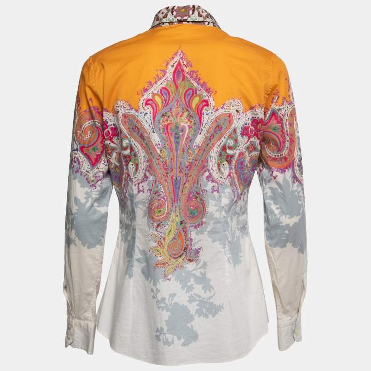 Pre Owned Etro Multicolor Paisley Printed Stretch Cotton Shirt M