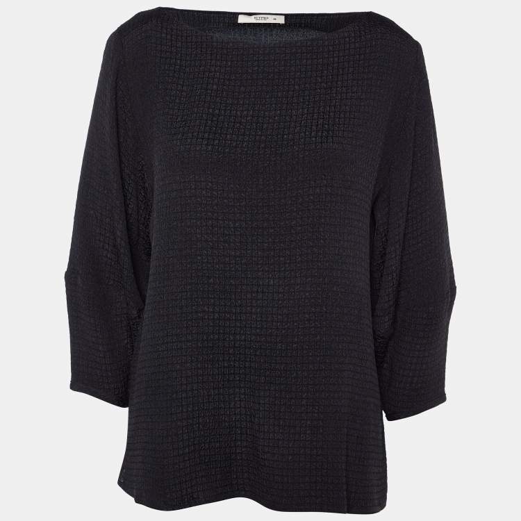 Pre Owned Etro Black Square Patterned Knit Top L