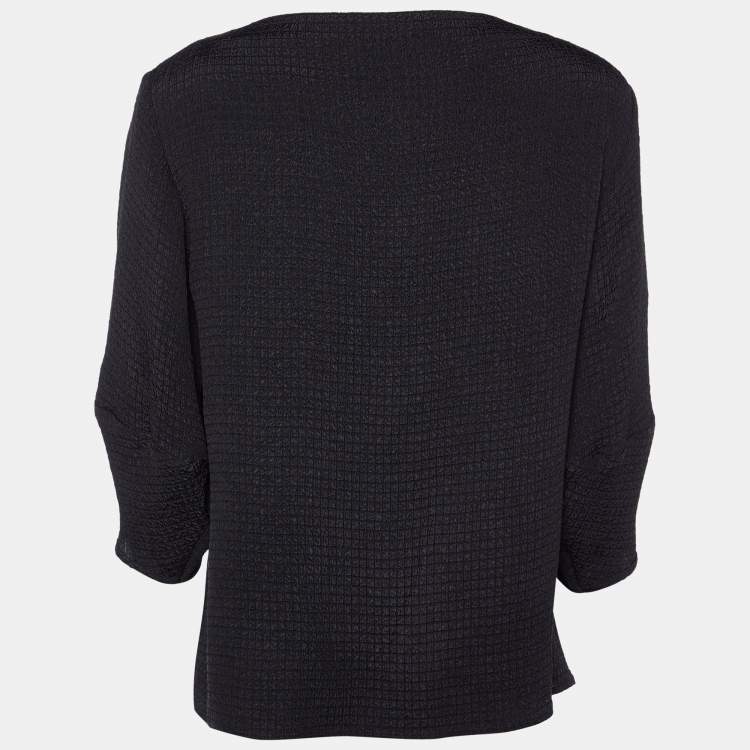 Pre Owned Etro Black Square Patterned Knit Top L