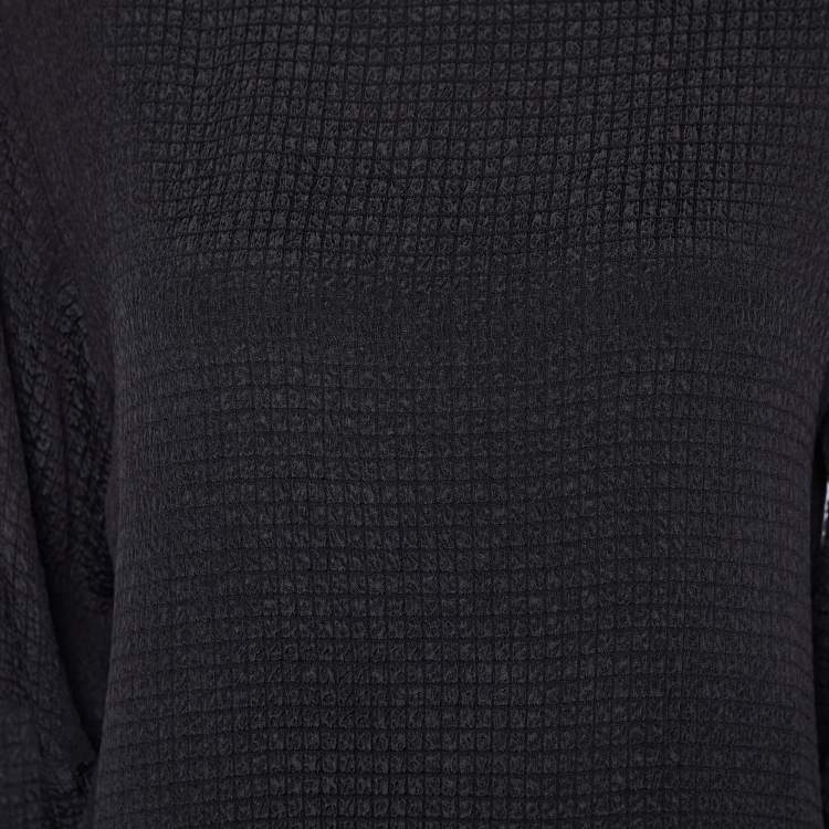 Pre Owned Etro Black Square Patterned Knit Top L