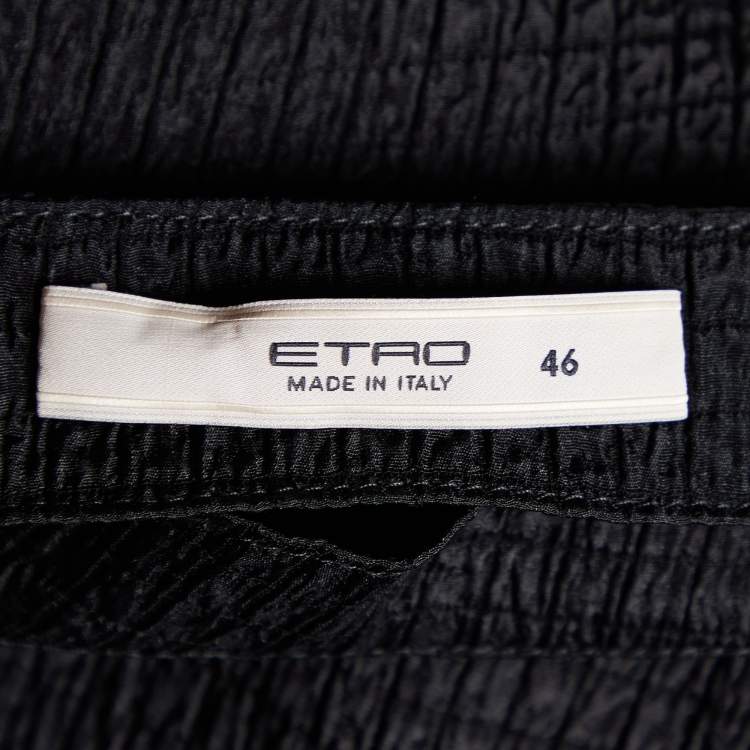 Pre Owned Etro Black Square Patterned Knit Top L