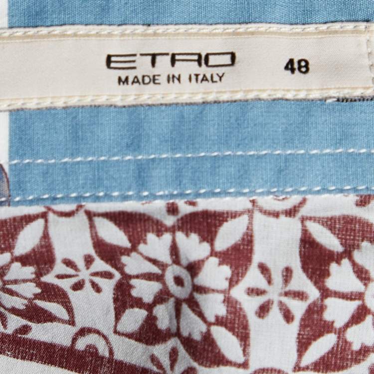 Pre Owned Etro Multicolor Printed Cotton Button Front Shirt L
