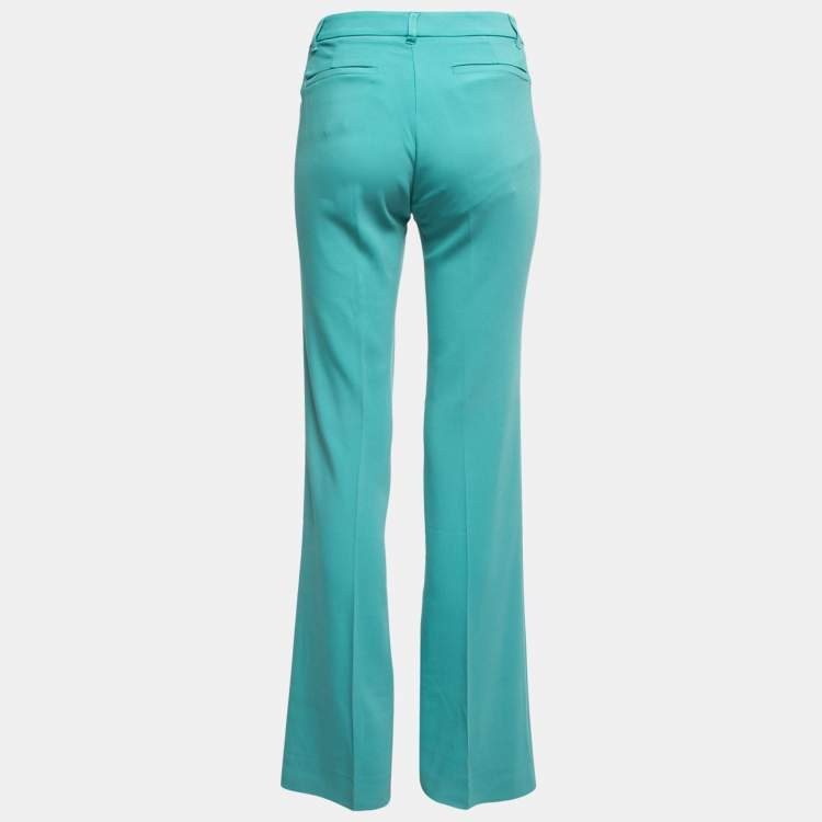 Pre Owned Etro Green Crepe Bootcut Trousers M