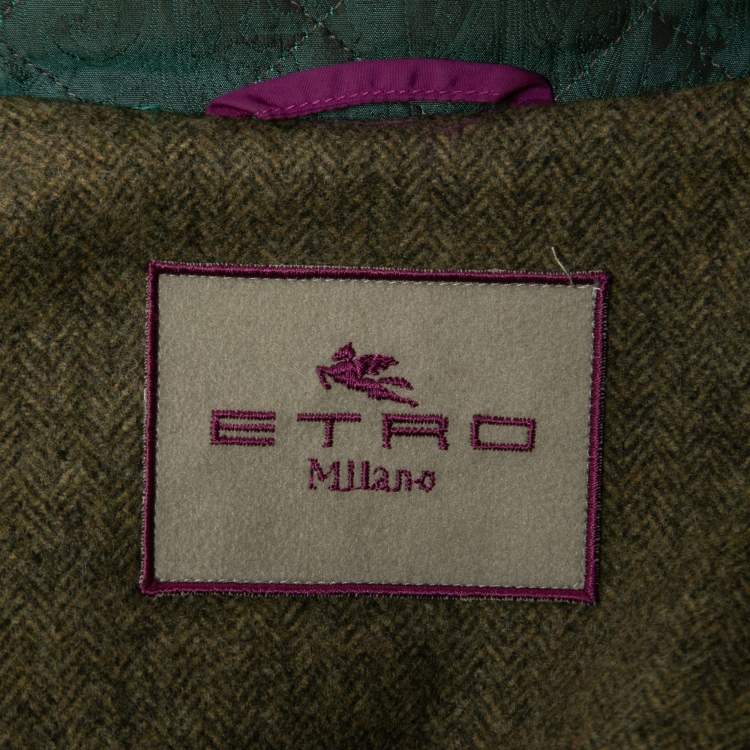 Pre Owned Etro Multicolor Jacquard Quilted Velvet Trimmed Jacket S