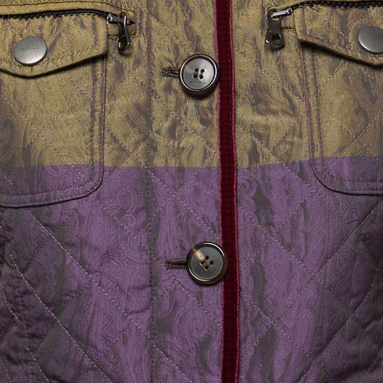 Pre Owned Etro Multicolor Jacquard Quilted Velvet Trimmed Jacket S