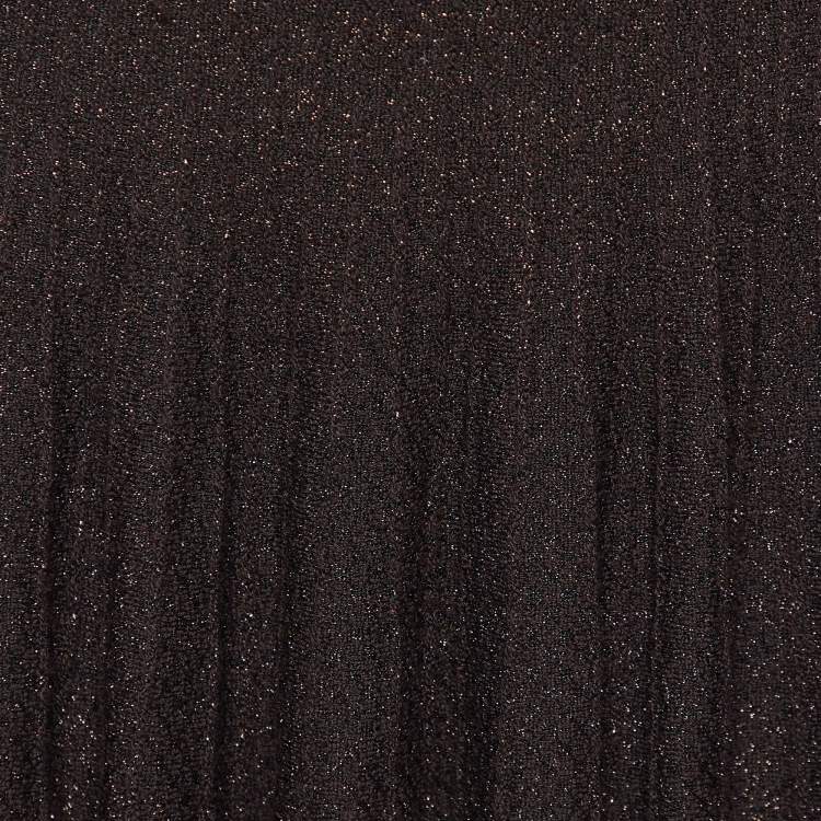 Pre Owned Etro Brown Wool Lurex Knit Midi Skirt S