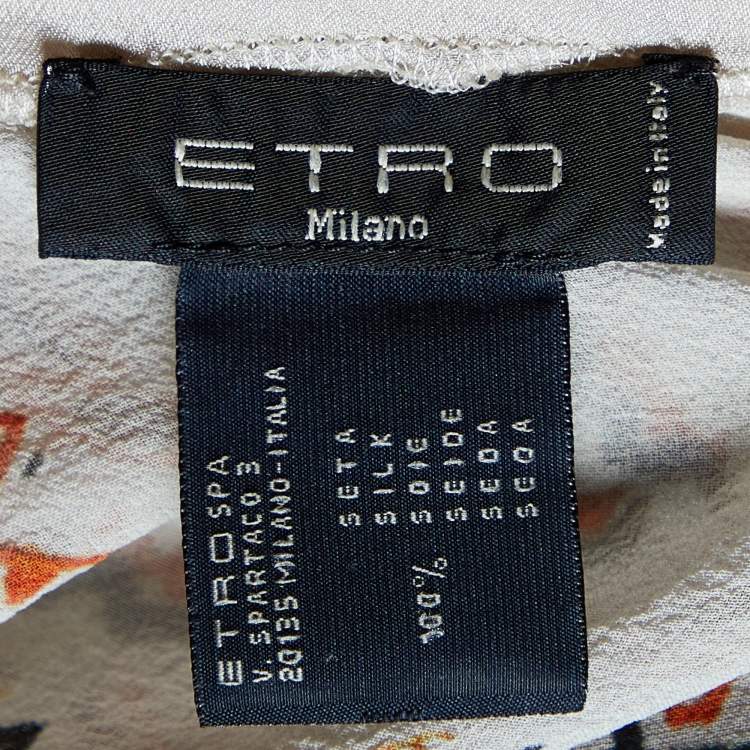 Pre Owned Etro Cream Printed Silk Kaftan Top (One Size)