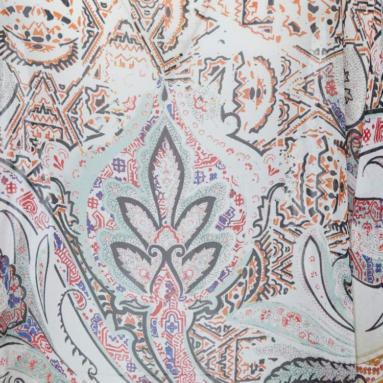 Pre Owned Etro Cream Printed Silk Kaftan Top (One Size)