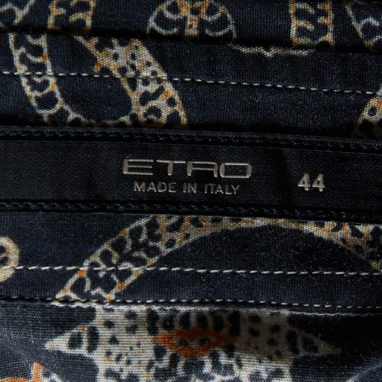 Pre Owned Etro Cream Printed Cotton Button Front Shirt M