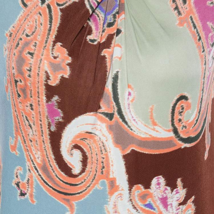 Pre Owned Etro Multicolor Paisley Printed Jersey Maxi Dress L