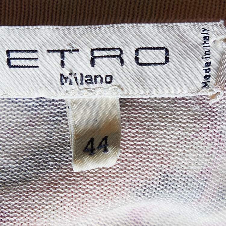 Pre Owned Etro Multicolor Printed Silk Knit Button Front Cardigan M