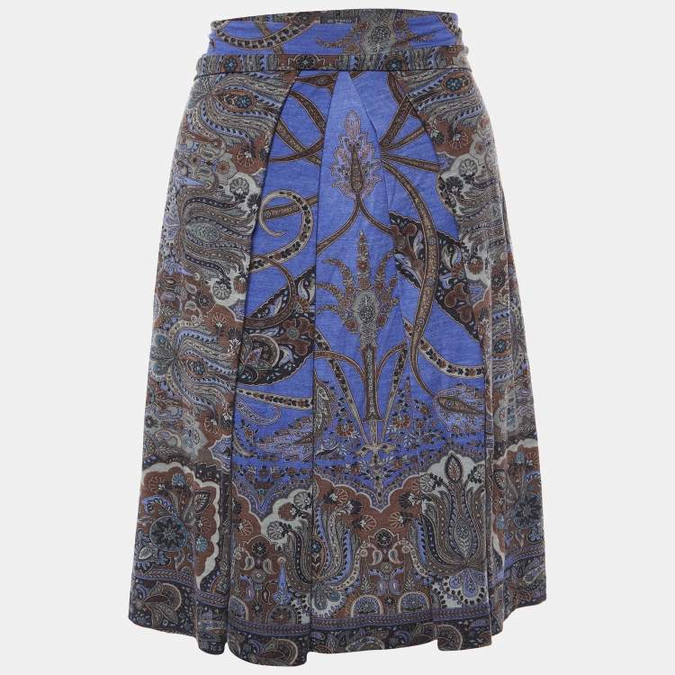 Pre Owned Etro Multicolor Printed Wool Mini Skirt L