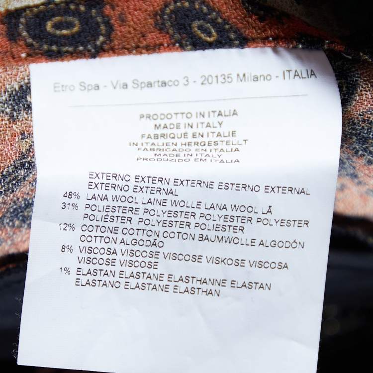 Pre Owned Etro Multicolor Printed Wool Blend Midi Dress M