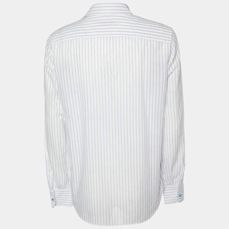 Pre Owned Etro White Striped Button Front Shirt M