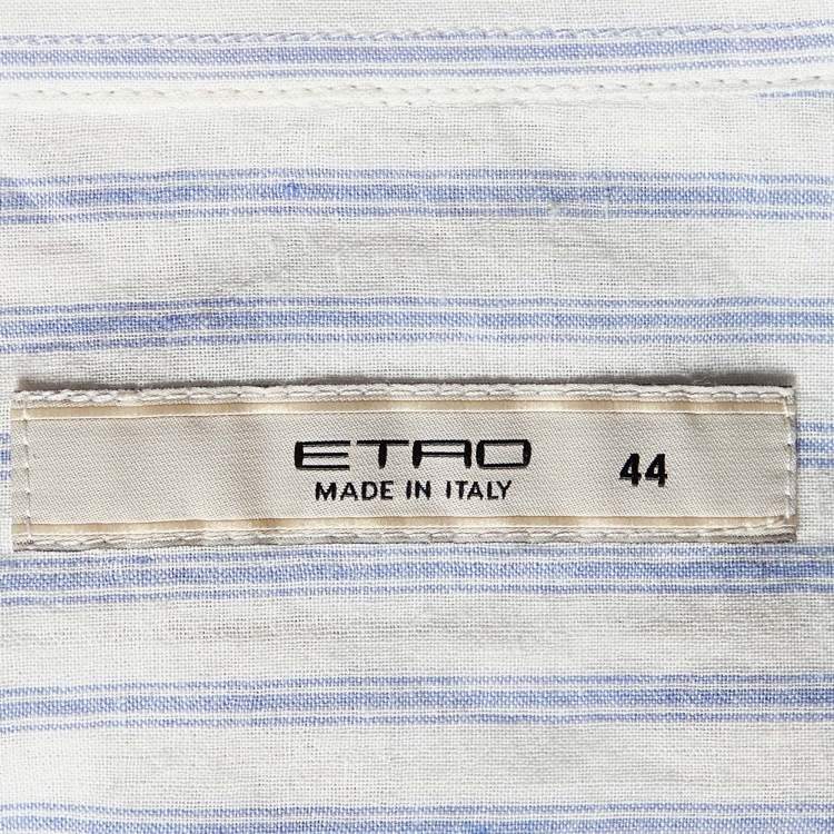 Pre Owned Etro White Striped Button Front Shirt M