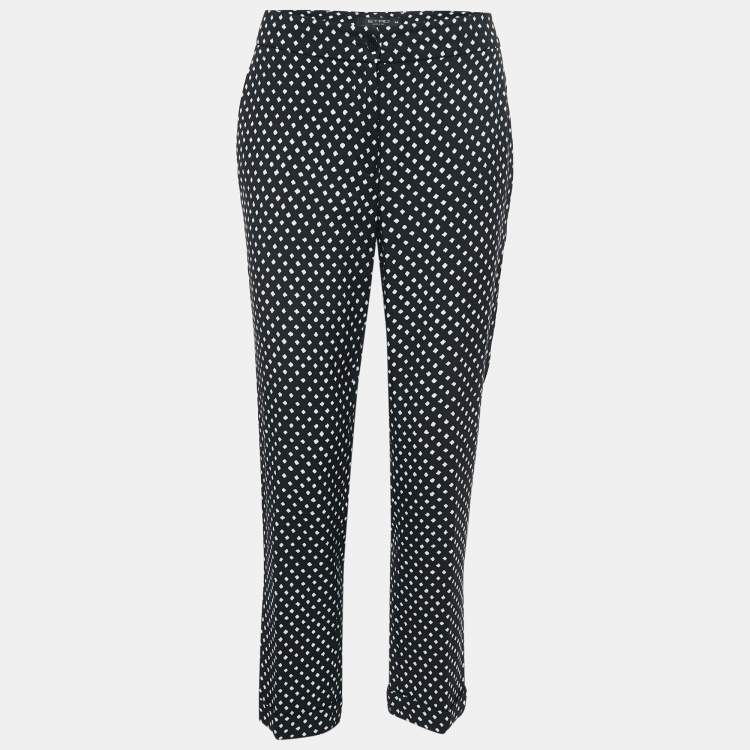 Pre Owned Etro Black Polka Dotted Crepe Trousers M