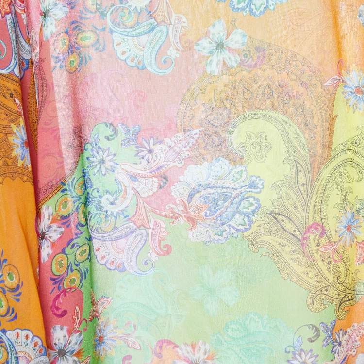 Pre Owned Etro Multicolor Printed Silk & Lace Kaftan Top (One Size)