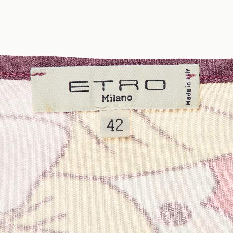 Pre Owned Etro Pink Floral Print Knit Long Sleeve Tunic Top M