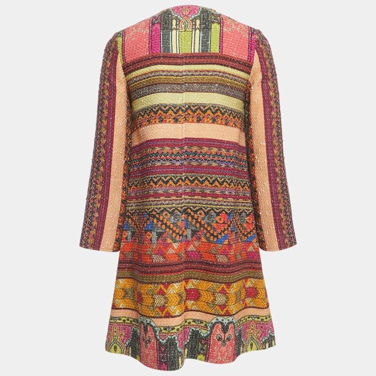 Pre Owned Etro Multicolor Patterned Cotton Pocket Embroidered Button Front Coat S
