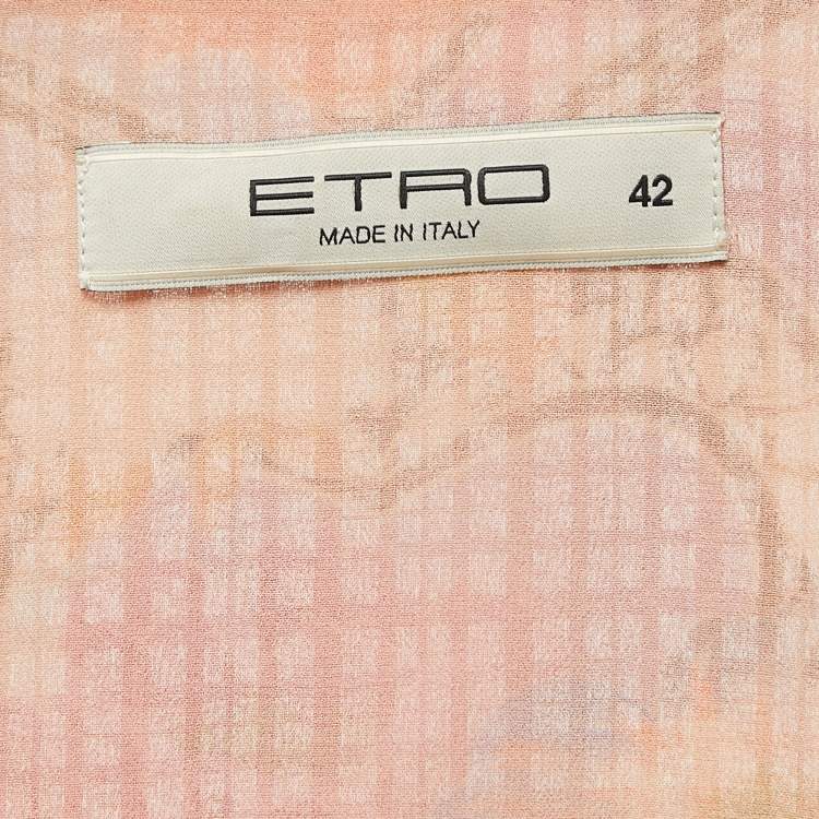 Pre Owned Etro Multicolor Floral Print Silk Long Sleeve Maxi Dress M