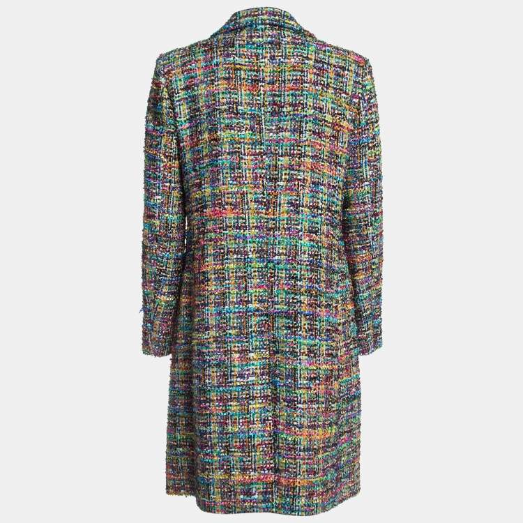Pre Owned Etro Multicolor Tweed Single Breasted Mid Length Coat M