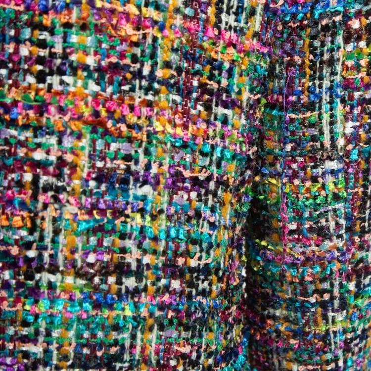 Pre Owned Etro Multicolor Tweed Single Breasted Mid Length Coat M