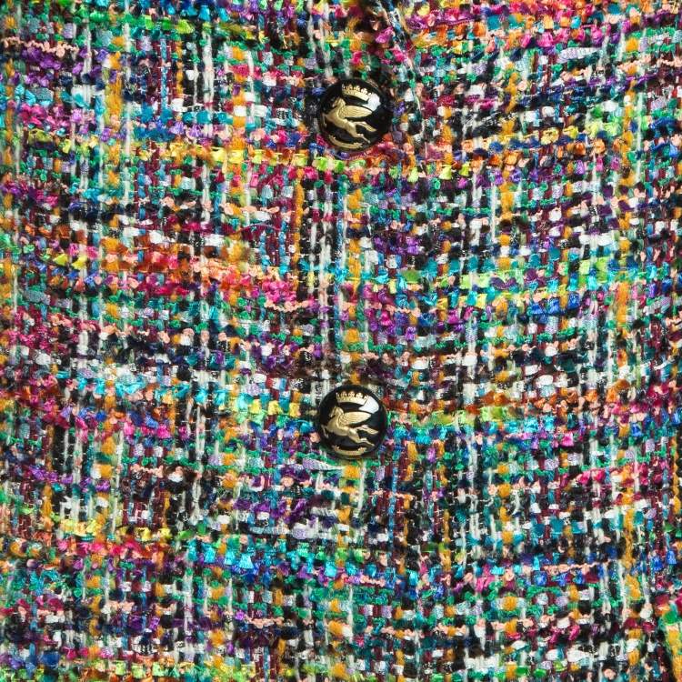 Pre Owned Etro Multicolor Tweed Single Breasted Mid Length Coat M