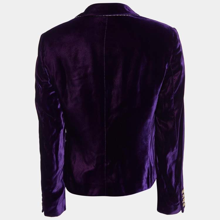 Pre Owned Etro Purple Velvet Button Front Blazer M