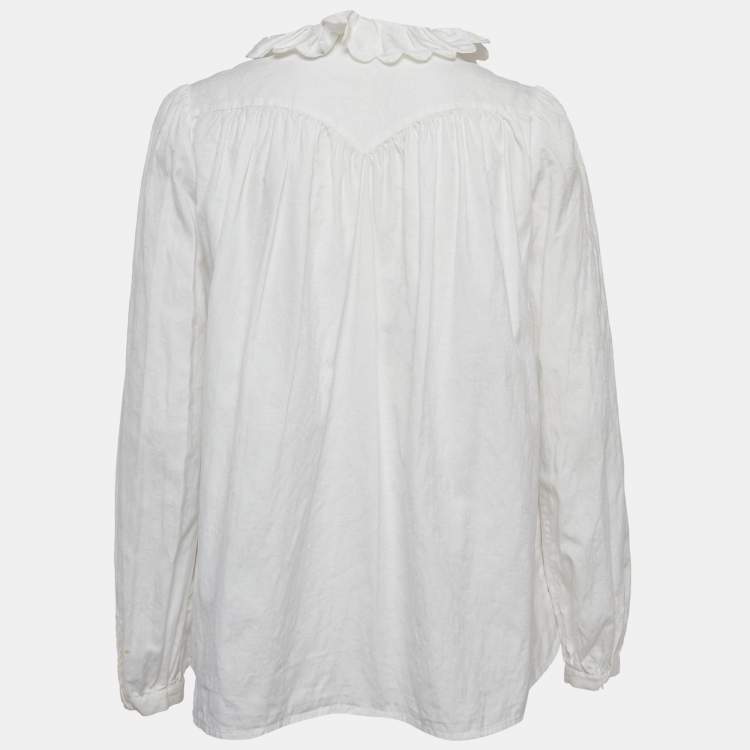 Pre Owned Etro White Paisley Patterned Cotton Shirt Blouse M