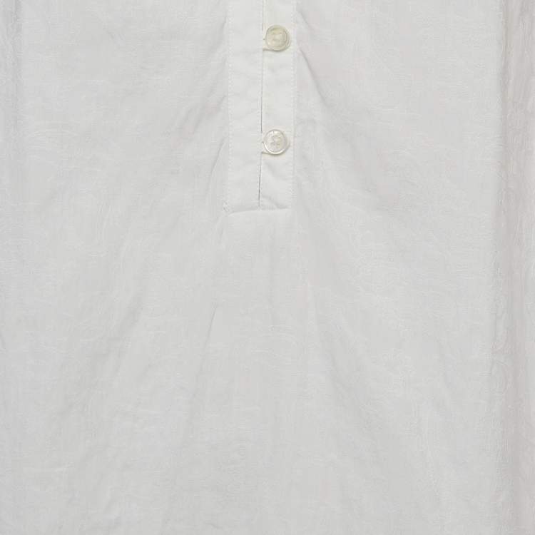 Pre Owned Etro White Paisley Patterned Cotton Shirt Blouse M